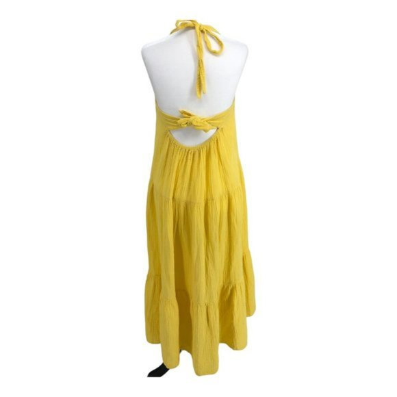 Xirena Lemon Yellow Reagen Cotton Gauze Halter Backless Long Midi Dress XS - Picture 3 of 7